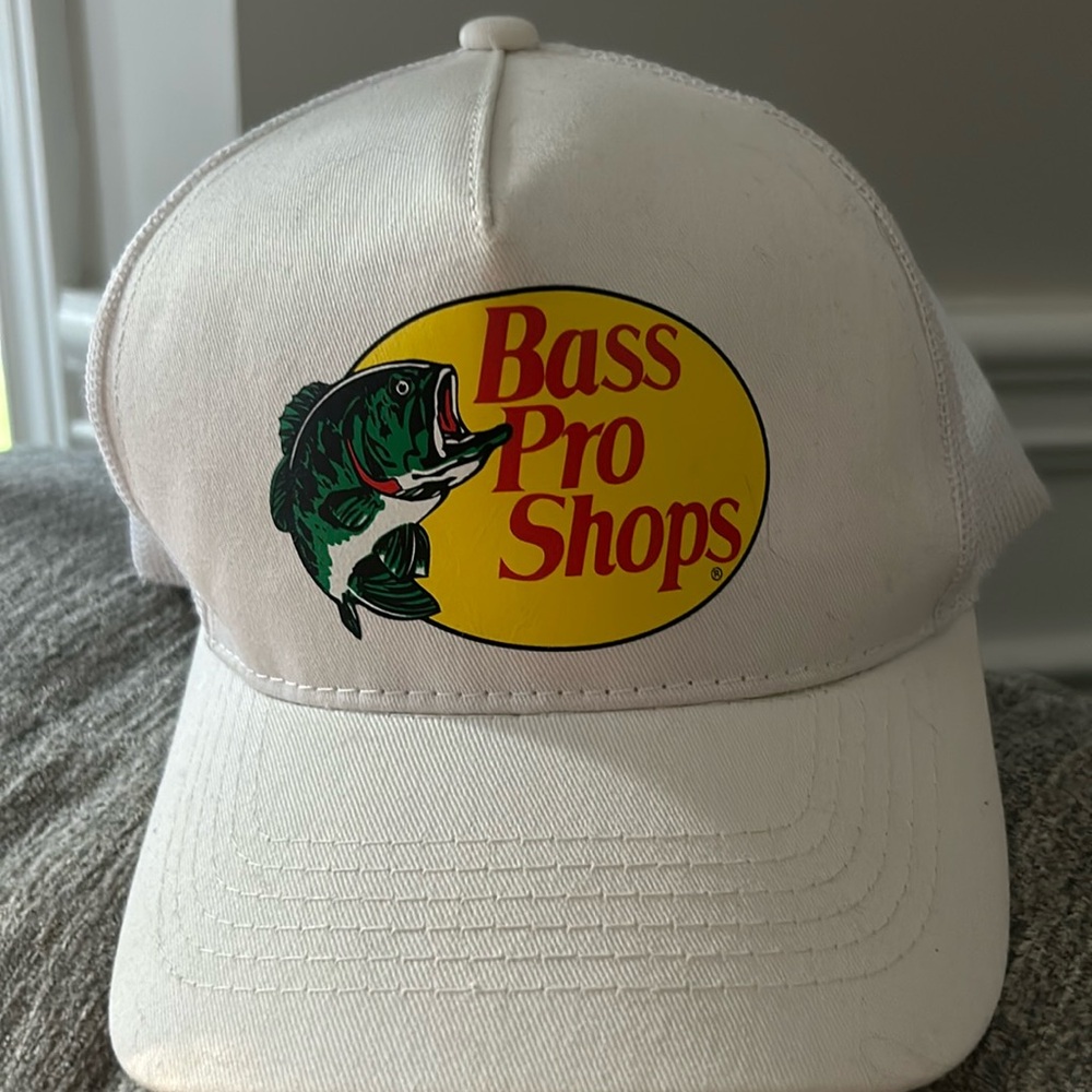 Bass Pro Shop Men's Trucker Hat Mesh Cap - One Size White Snapback Closure